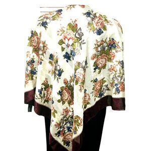 VTG Casca Silk Scarf Wrap‎ Shawl Women's 34 x 34 Square Floral Korea Mom Grandma